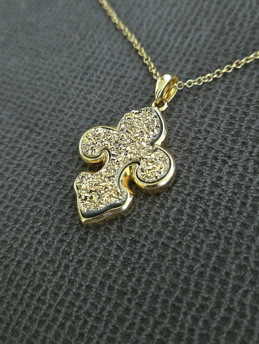 Marcia Moran Long Necklace with Druzy Fleur De Lis⚜️ Pendant - Picture 4 of 16